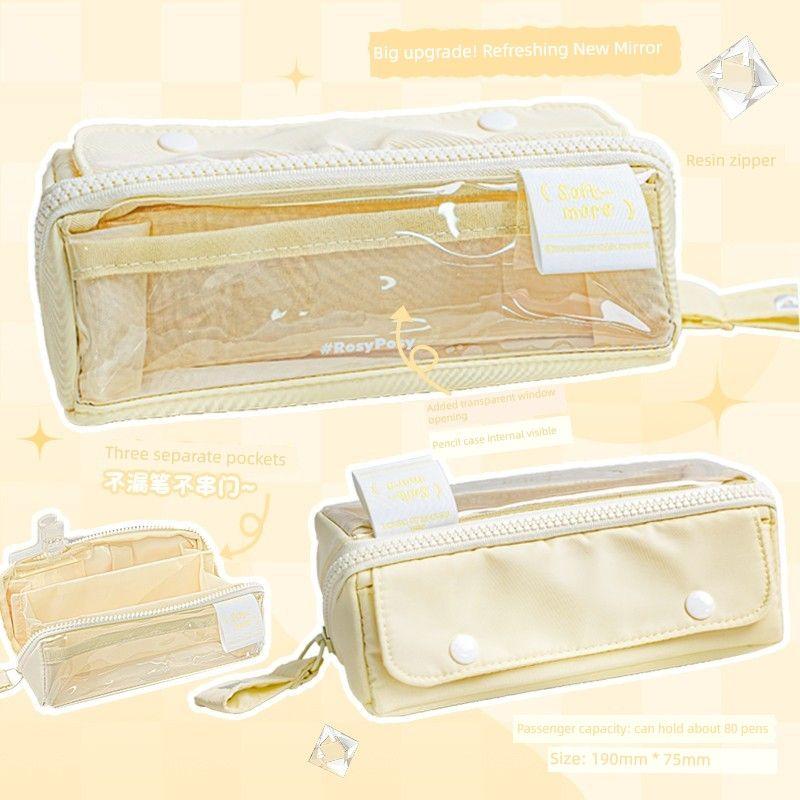 

Rosyposy Soft Set for Girls Cartoon Backpack Niche Style Pencil Case butter + (beige) 3.0 transparent window