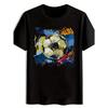 European Sizes Men's 2D Football Graffiti T-Shirt - Short Sleeve Round Neck Summer Top with Soccer Ball Print