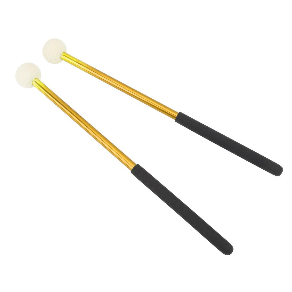 2 Pcs Timpani Mallet Soft Wool Felt Head Anti Slip Rubber Handle Alloy Percussion Stick Gold