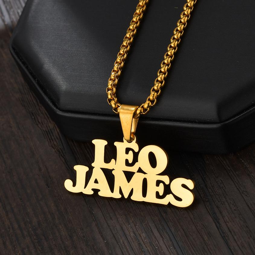 Atoztide Personalized Custom 5cm Big Pendant Names Necklace Stainless Steel Crown Cuban Thick Chain for Men Women Jewelry Gift