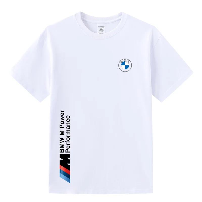 T-shirt Ufficiale Estiva a Maniche Corte BMW Modifica Auto Abbigliamento Uomo e Donna Stampa Logo Puro Cotone Moda Alta Gamma 4XL nero