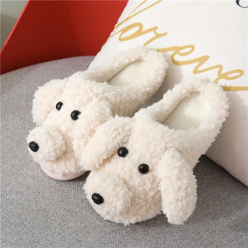 

Women s Waterproof Teddy Dog Cartoon Slippers - Warm, Heel-Covering Cotton for Autumn/Winter 38-39