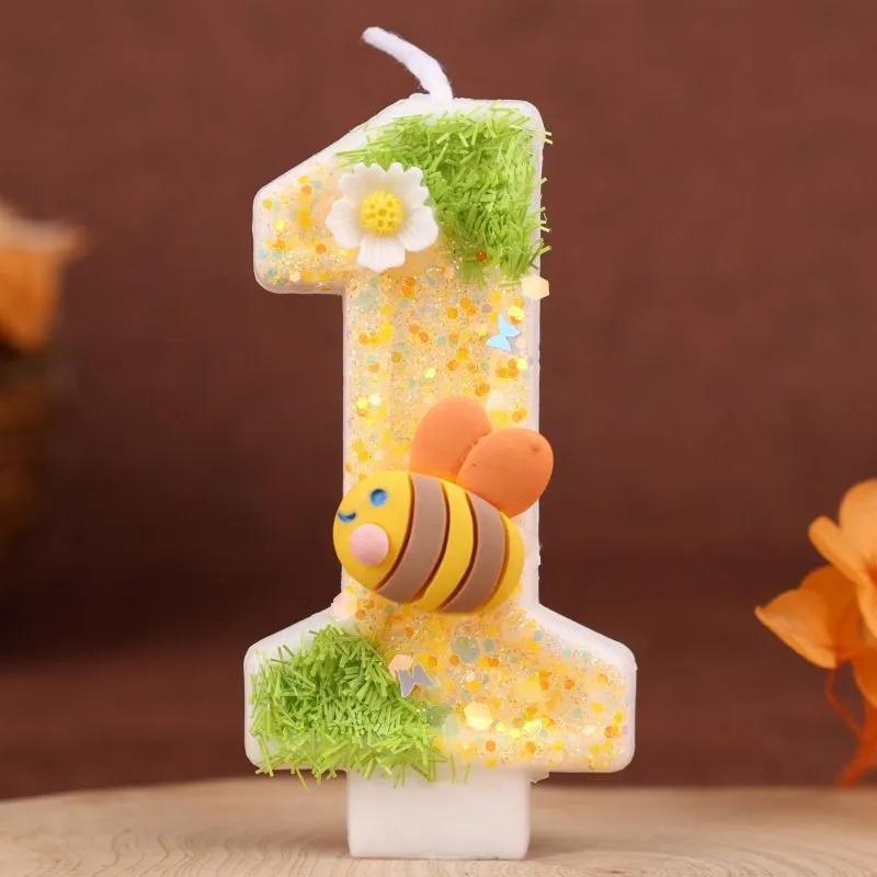 Number Birthday Candle with Bowknot Design Cake Decoration for Children Girls Baking Party Supplies
