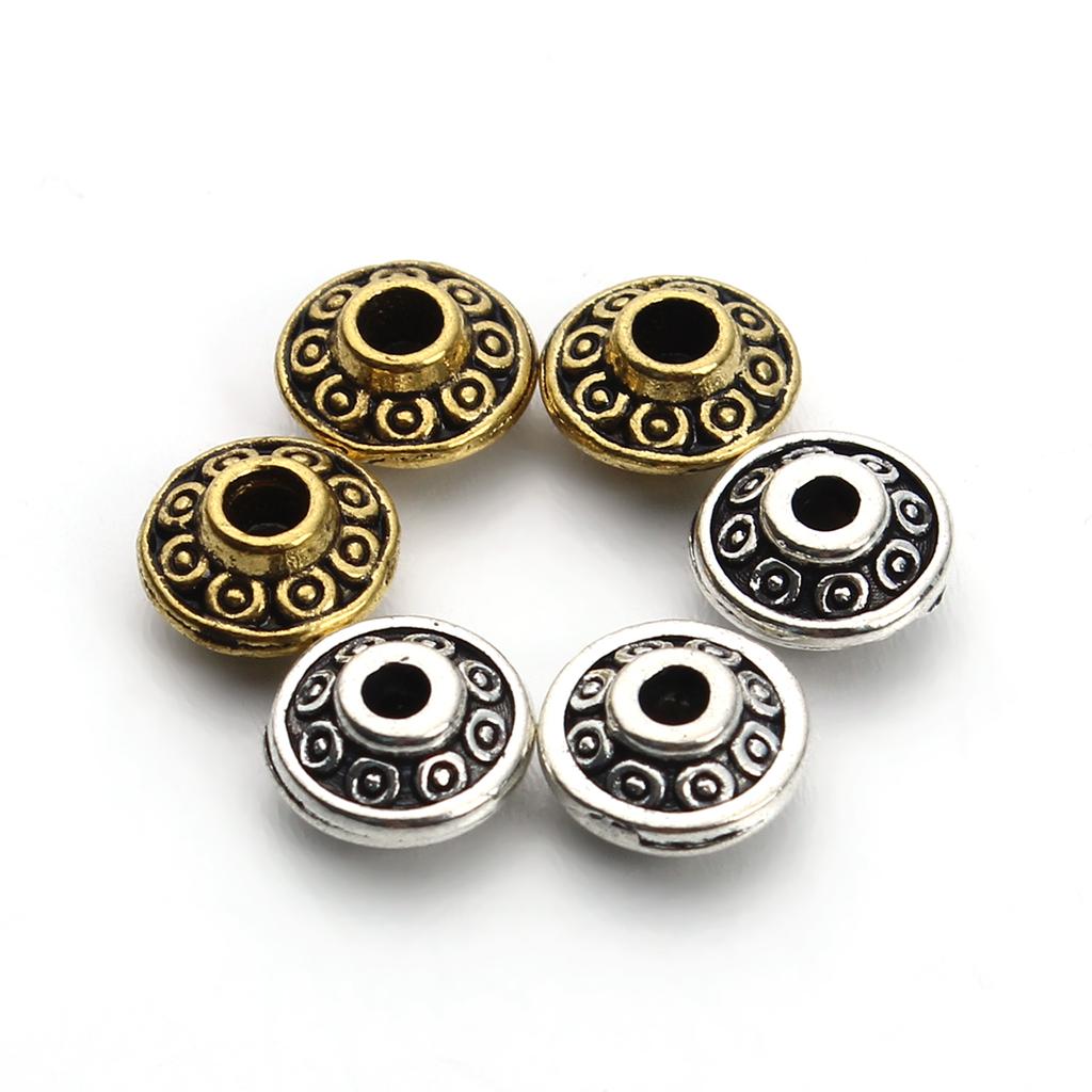 50 Stück/Los 6,5x3,5mm Vintage Legierung Abstandshalter Perlen Metallperlen Lose Perlen Für Schmuckherstellung DIY Armband Halskette Zubehör