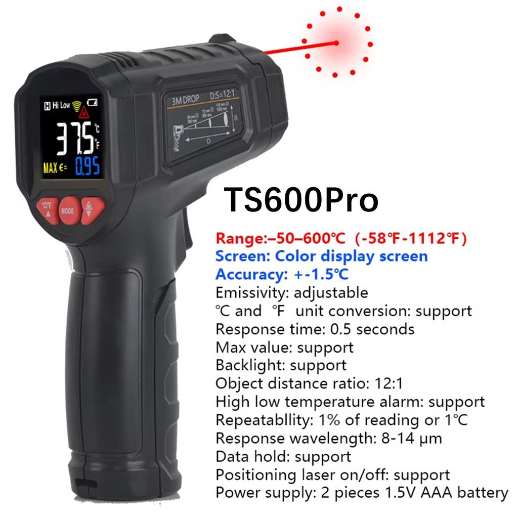 -50 To 800 Degree Mestek Digital Infrared Thermometer Laser Temperature Meter Non-contact Pyrometer Hygrometer IR Thermometer