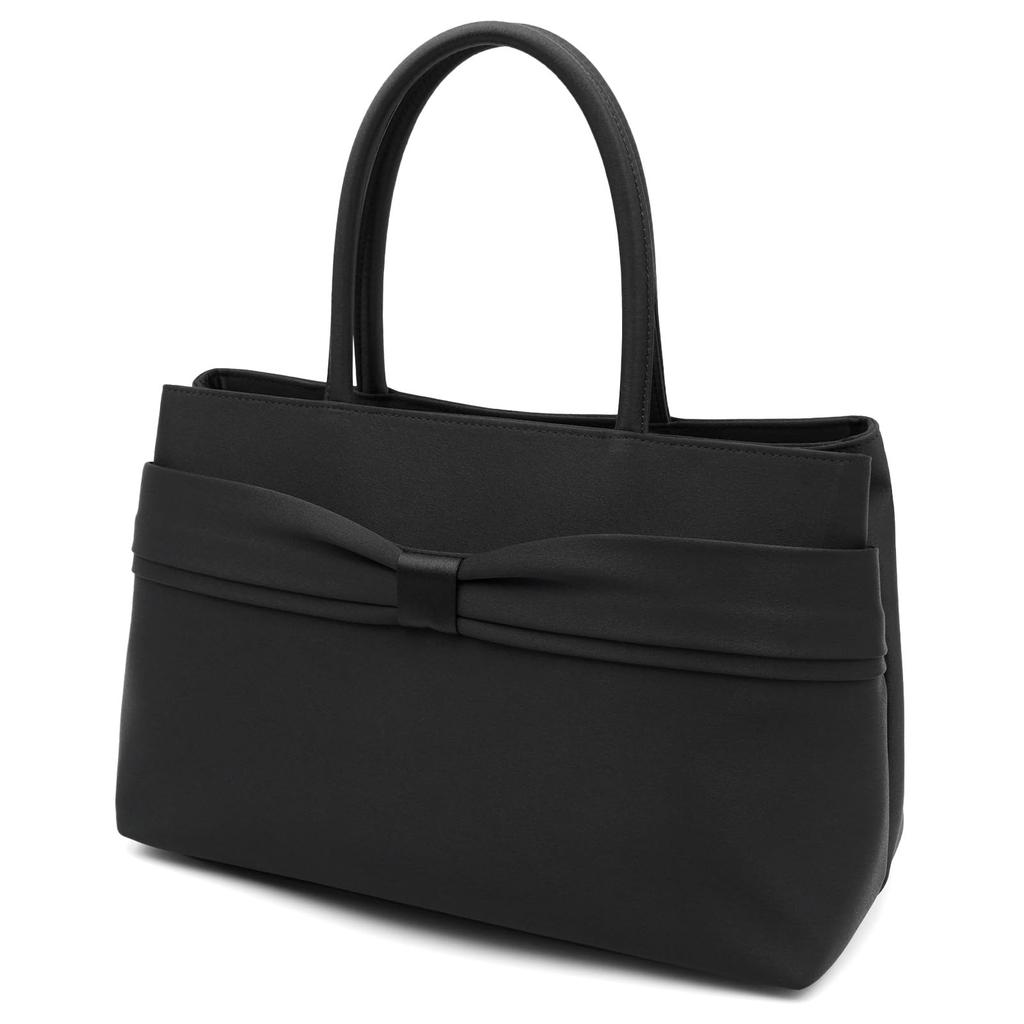 Plex Formal Bag, Water-Repellent, Dual-Layer, Two-Compartment, Ribbon Design, Handbag, Tote, A5, Black, for Weddings, Funerals, School, and Special