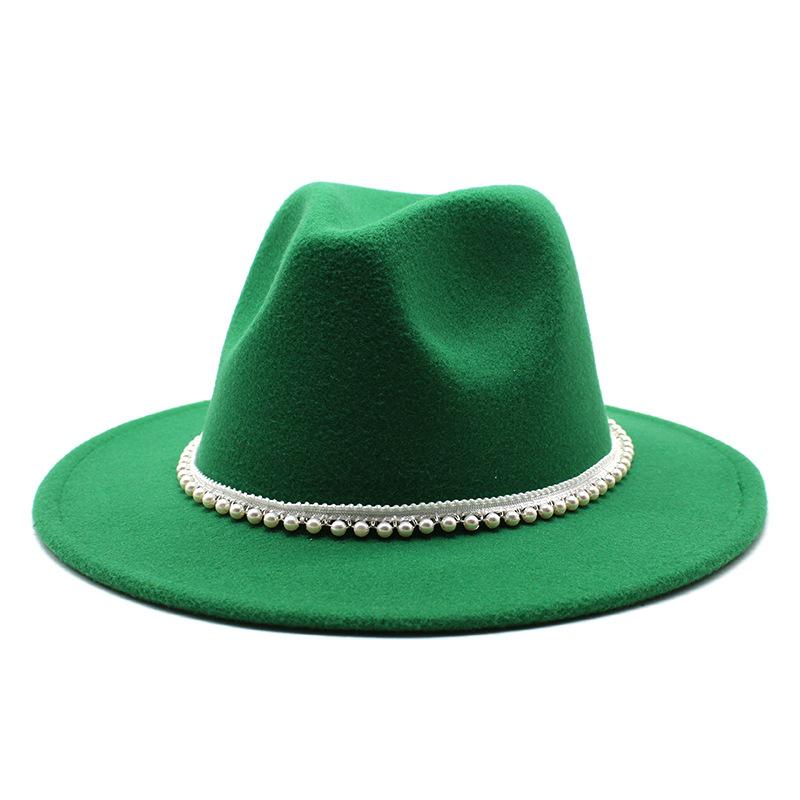 Autumn And Winter New Ribbon Hepburn Style Broad Brimmed Hat Fashion Flat Brim Top Hat Men And Women Woolen Fedora Hat