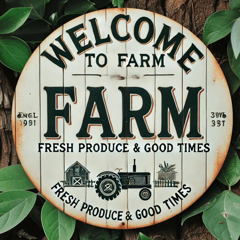 Pc Welcome To The Farm Rustic Style Round Wooden Welcome Sign Inch Round Door Decoration Home And Office Art Indoor