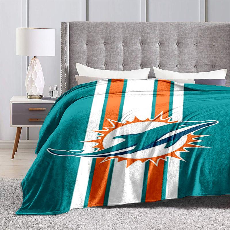 Vintage Miami Dolphins Team Logo Blanket Home Decor Soft And Comfortable Bedroom Sheet Outdoor Plush Blanket