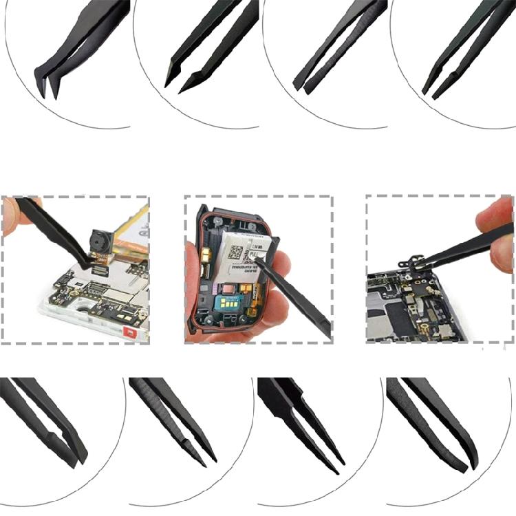 Schrägspitzen-Pinzette Flachspitze Spitz zulaufende/gebogene Spitzen Pinzetten für Elektronik Schmuck-Herstellung