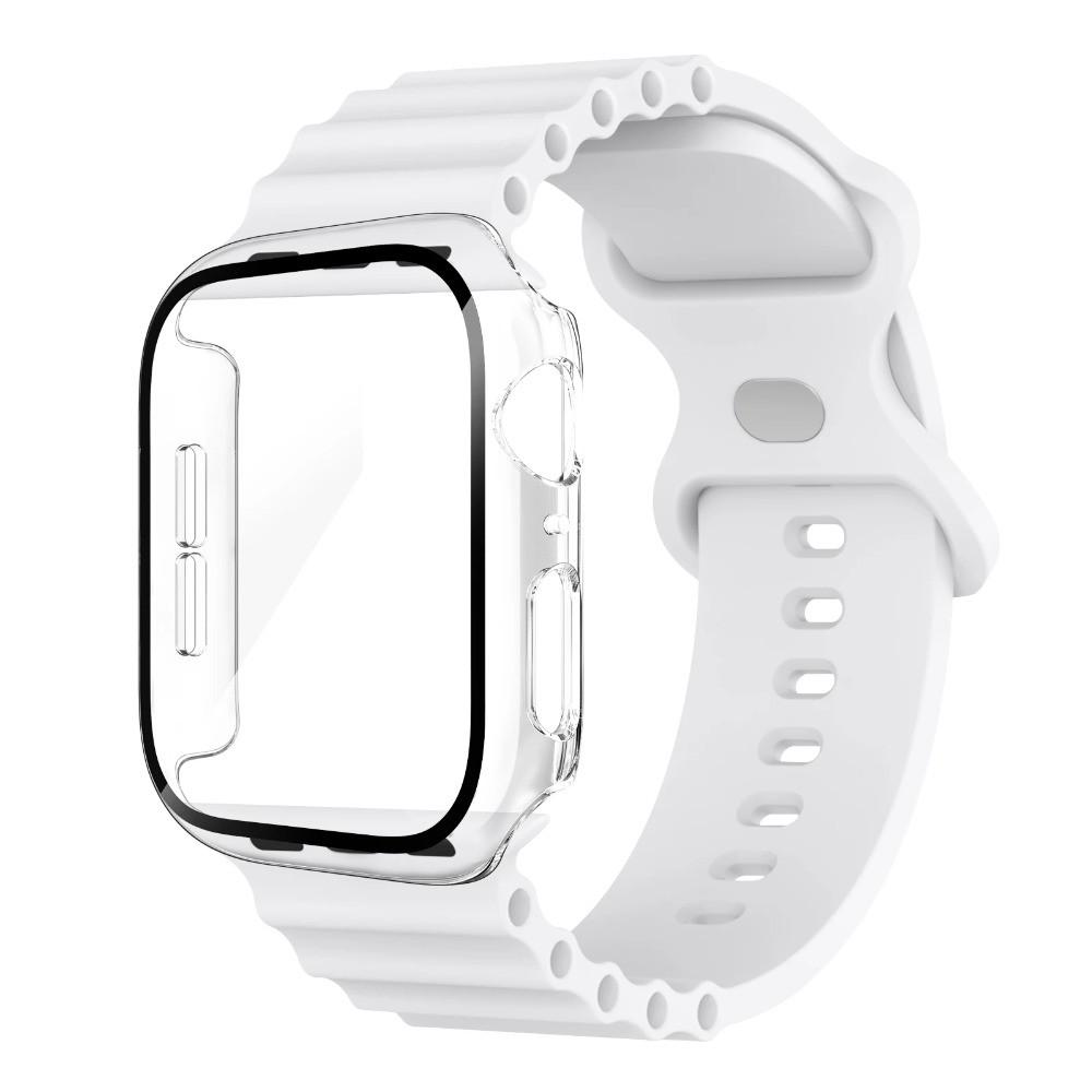 Glass Case+Silicone Band For Apple Watch 38mm 42mm 40mm 44mm 41mm 45mm 46mm Strap For iwatch 11 10 9 8 7 6 5 4 3 2 1 SE Bracelet
