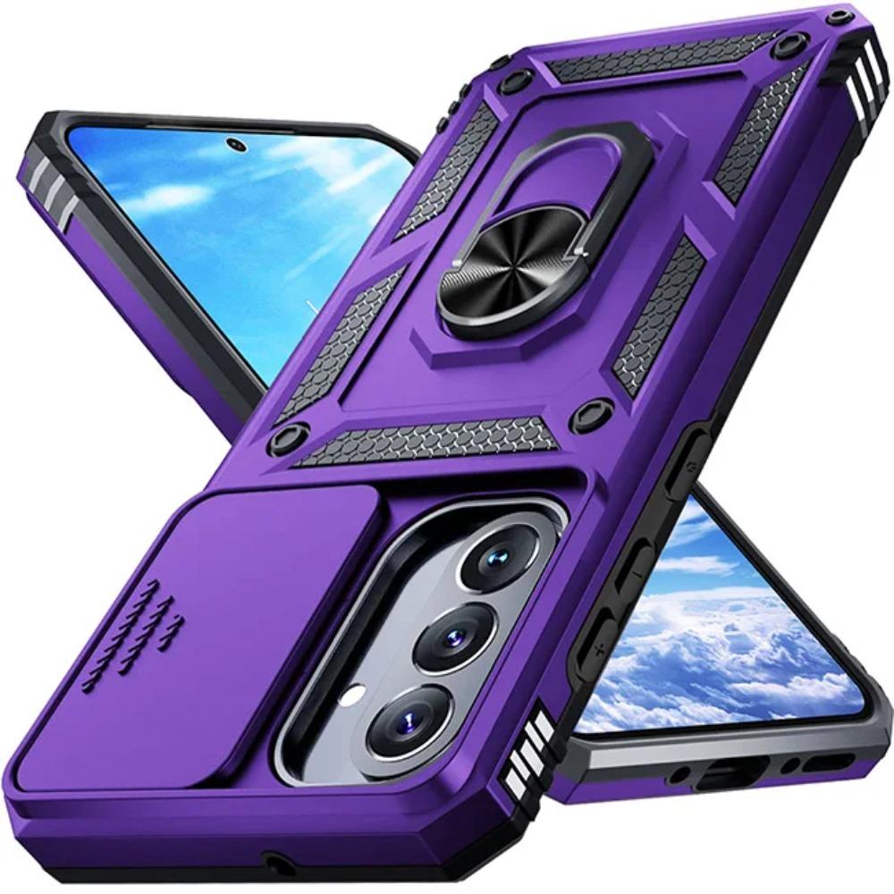 

Rugged Military Grade Anti-Drop Case For Samsung Galaxy S26 S25 S24 S23 S22 Ultra Plus Car Magnetic Ring Stands Protective Cover Galaxy S22 5G фіолетовий