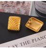 British Retro Geometric Woven Square Gold-Plated Titanium Stud Earrings