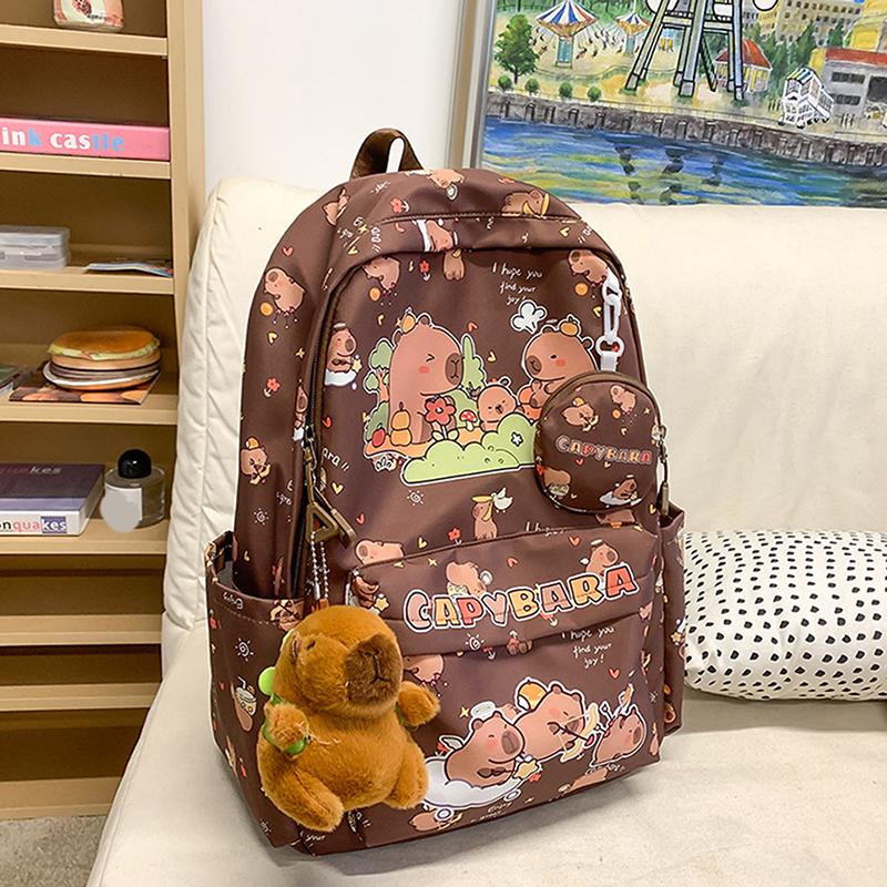 Cartoon Capybara Backpack For Girls Boys Student Teenager Children Rucksack Cute Casual Lightweight School Bags Kids Gifts
