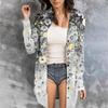 Women's Casual Fashion Floral Print Long Sleeve Mid-Length Cardigan Jacket