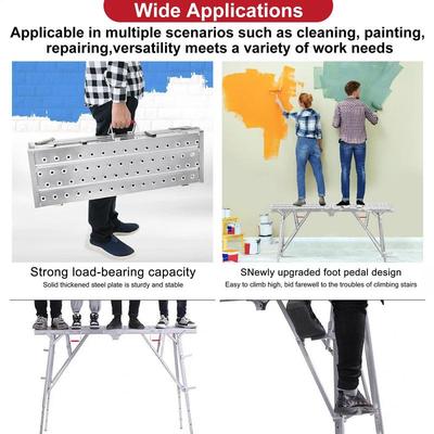 Scaffold Ladder Portable Steel Scaffolding Workbench Height Adjustable Anti-Slip Step Ladder Multi-functional Drywall Painting