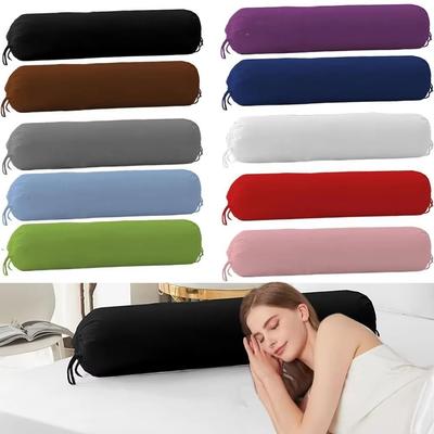 106x35cm Headrest Pillow Cover Solid Color Bolster Pillowslip Round Pillow Sleeves  Household
