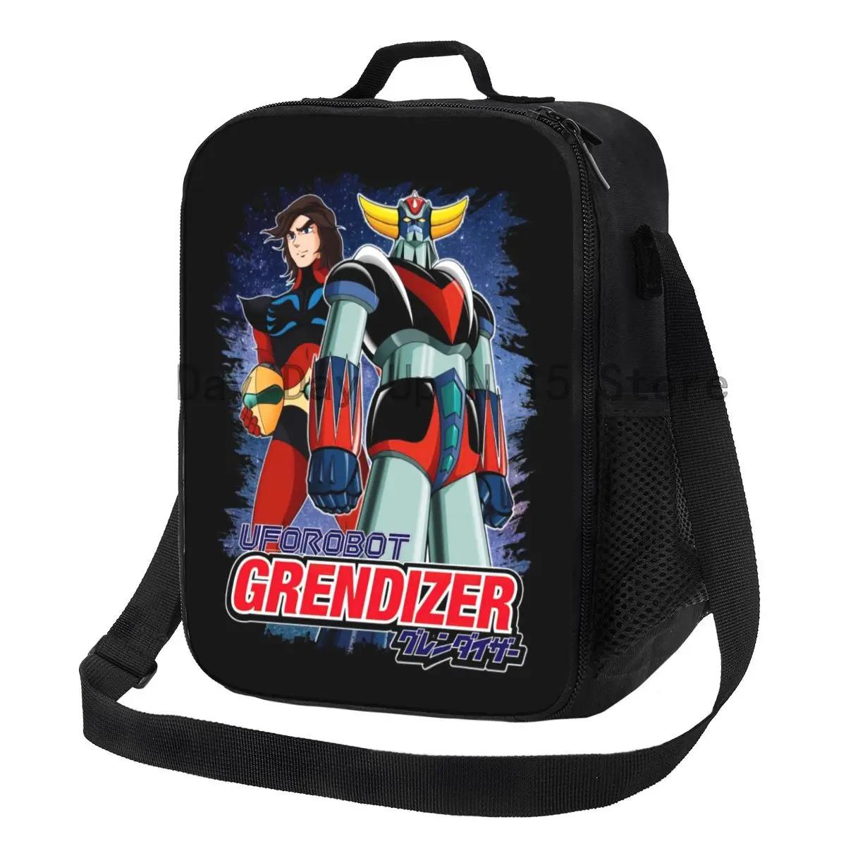 Goldorak Grendizer Actarus Изолированная сумка для обеда для женщин UFO Robot Goldrake Thermal Cooler Lunch Tote Beach Camping Travel 26.5x20x11.5CM бежевый