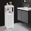 4-Tier White PVC Bathroom Storage Cabinet – Floor Standing Organizer with Ventilated Door – 35.4 Inch Tall