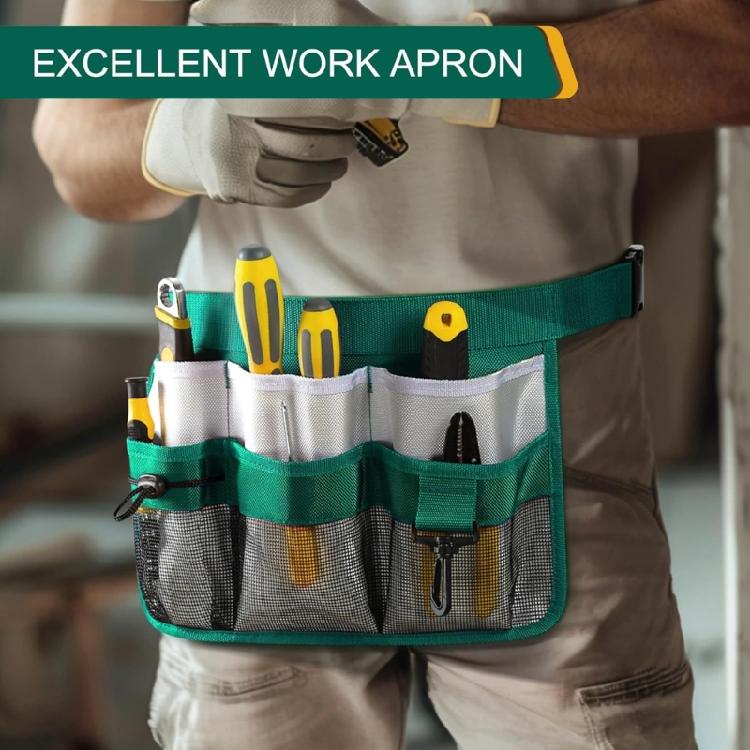 Extra Capacity Tool Apron For Gardeners Reinforced Cloth Multi Functional Pockets Comfort Fit Waist Belt