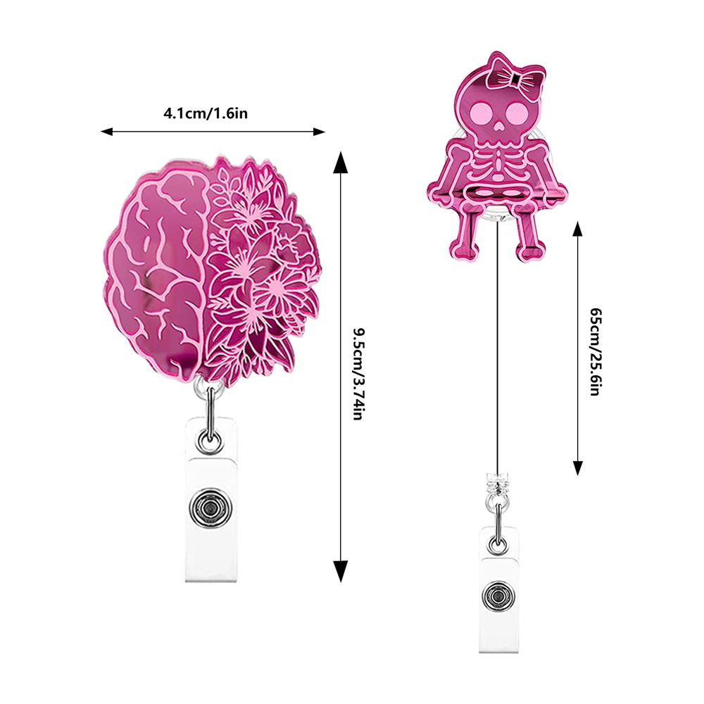 Acrylic Skull Organ Flower Easy Clip ID Badge Clip Doctor Nurse Retractable Clip Teacher Badge Reel Key Chain Accessories