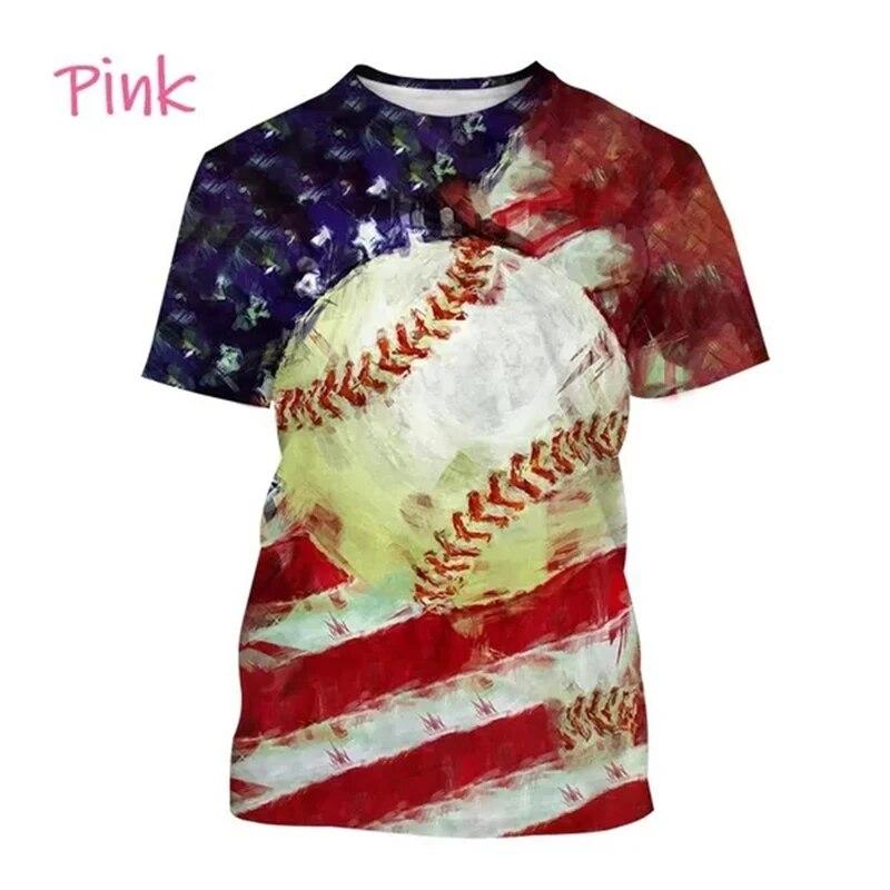 Hot Sale Baseball Pattern Printing Personality 3D T-shirt Sports Softball Unisex Harajuku Quick-drying Short-sleeved T Shirt Top