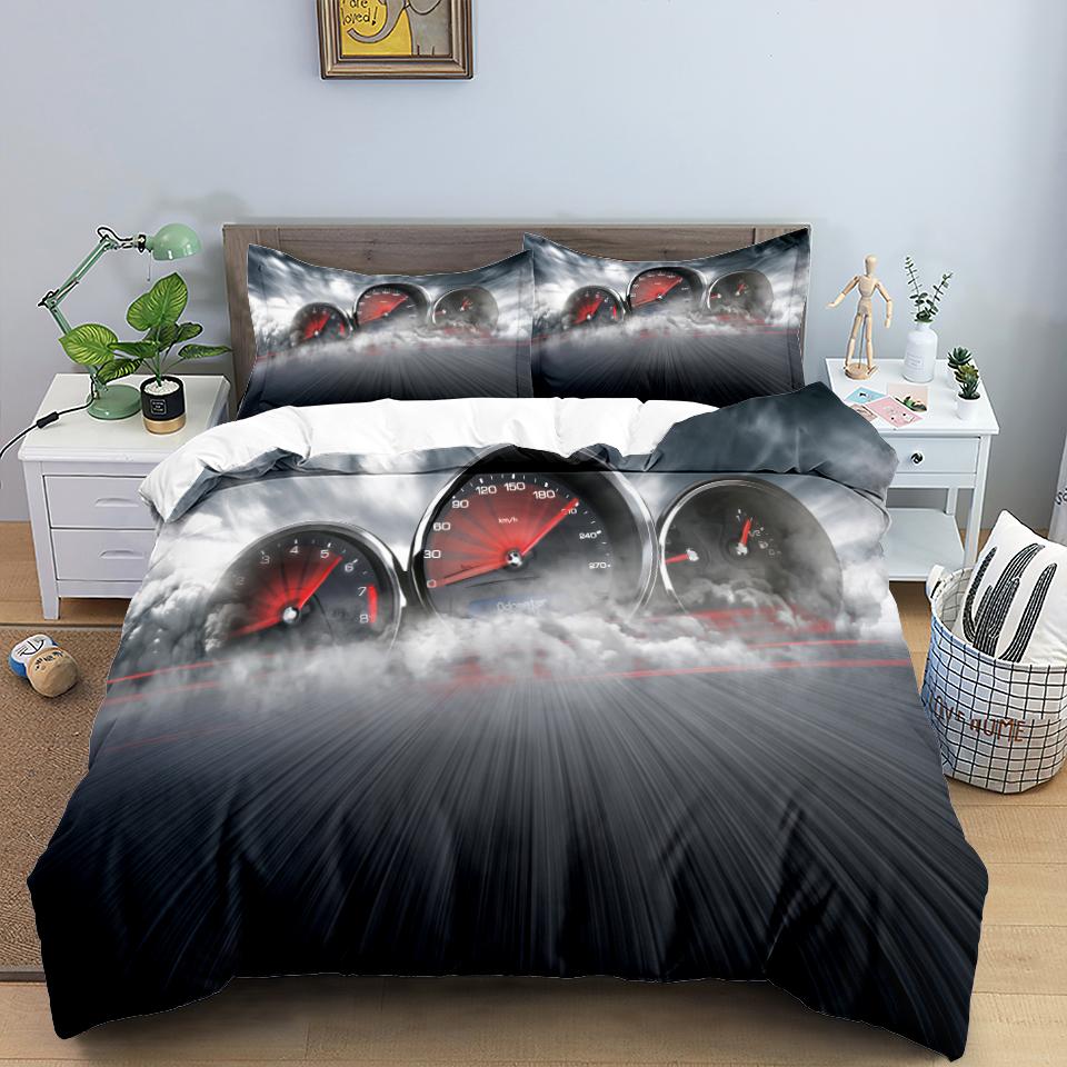 3D Car King Queen Duvet Cover Vintage Lightweight Train Bedding Set For Teens Adult Racing Supercar 2/3pcs Polyester Quilt Cover