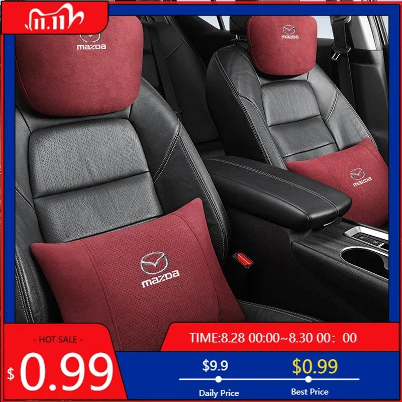 2025 Hot Suede Car Headrest Pillow Breathable Cushion with Strap for Mazda MX5 CX9 MX3 MX5 Atenza Axela RX8 RX7 MX3 CX7 CX5 Prot marrone