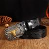 New Men's Western Cowboy Belts Cool Handsome Black PU BELT Material Embossed Design and Stylish Alloy Buckle Men Belt