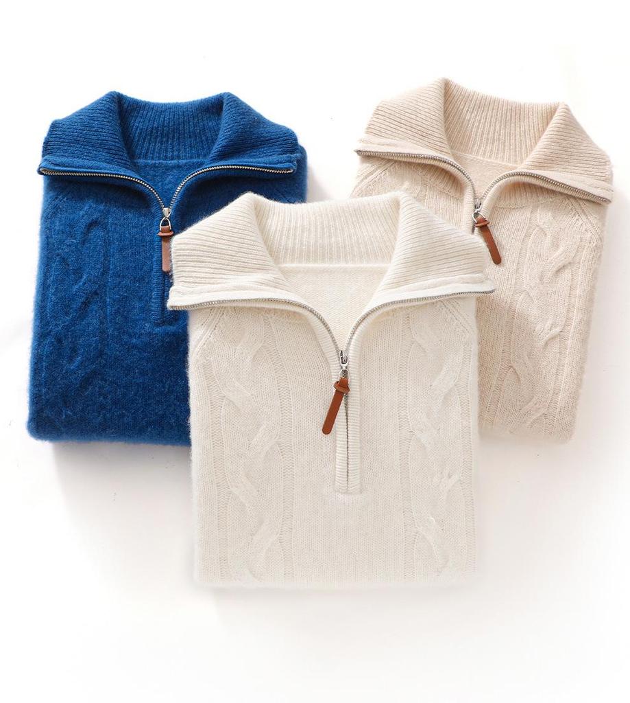 Lekasha Women's High Neck Cable Knit Cashmere Sweater - Warm for Autumn & Winter, White