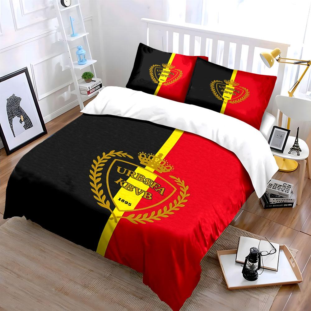 Belgium Soccer Crest Bedding Set Bedding Duvet Cover Set Duvet Cover Pillowcases (1 * Duvet Cover 2 * Pillowcases, without duvet insert)
