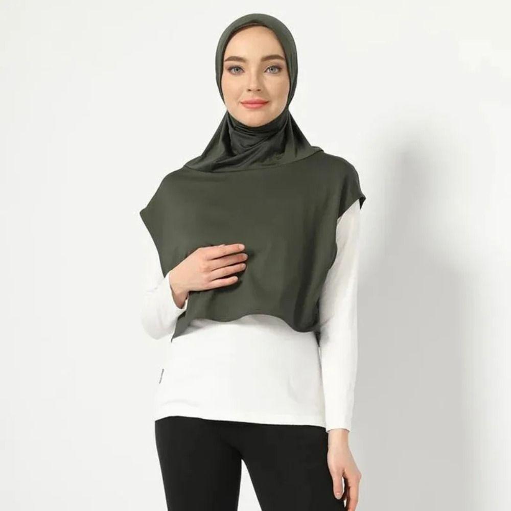 

Woman Muslim Headscarf Silk Fake Collar Pullover Hat New Jersey Islamic Head Scarf