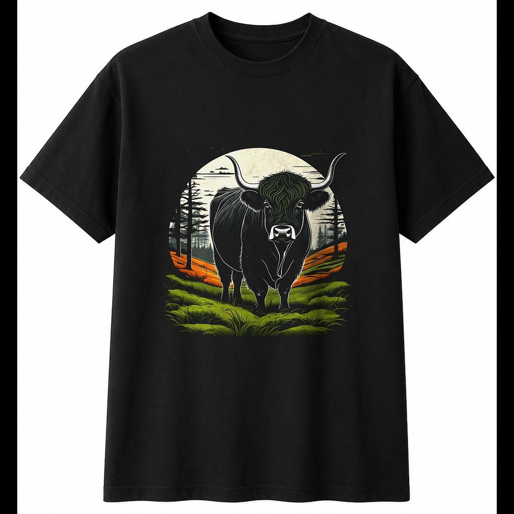 Graphic Belted Galloway in the Swamp Mens T-Shirt Farm Animal Farming Rural Top