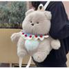 With Bear Rabbit Bib Plush Toy Backpack Stuffed Doll Cartoon Gift Decoration