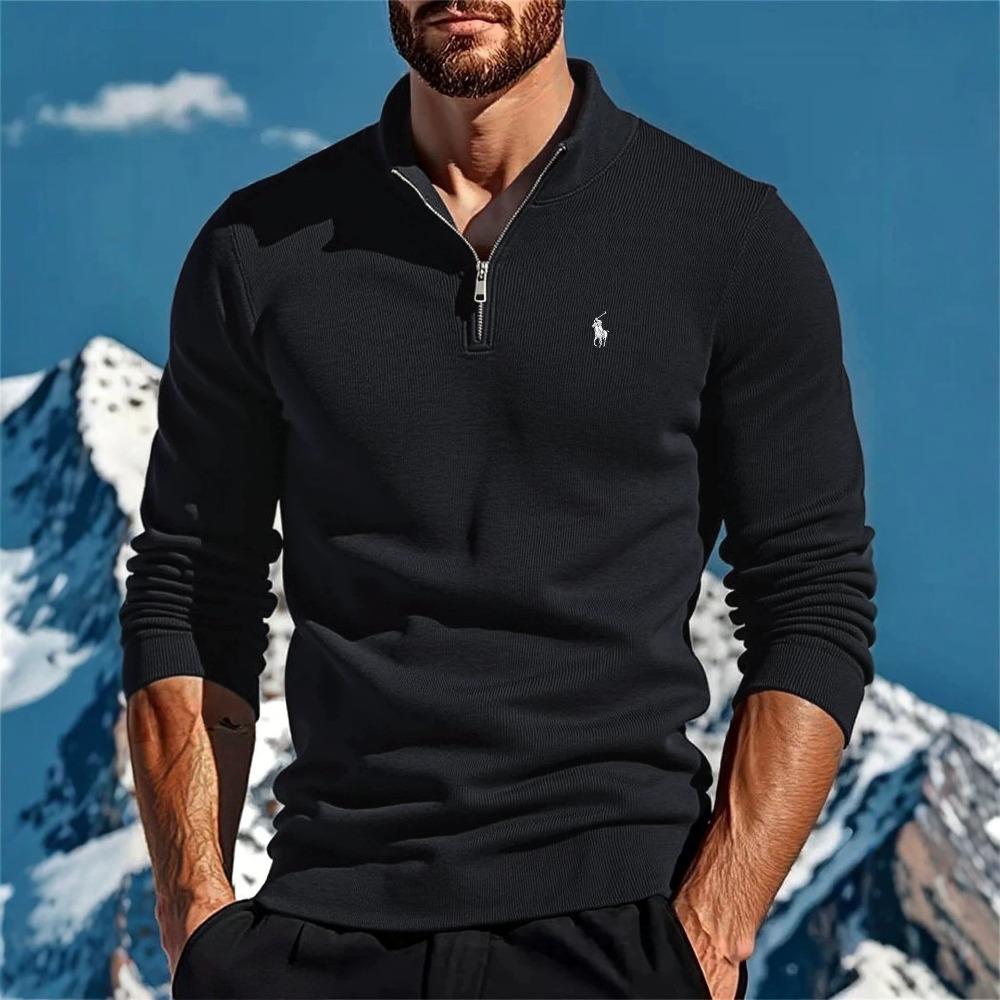 Herren Langarm-Poloshirts und Pullover für Herbst und Winter sind warm und bequem. Casual und trendige Pool-Shirts mit halbem Reißverschluss und Stehkragen