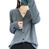 Spring and Autumn with Pockets Knitted Cardigan Women's Jacket Solid Color Loose Thin Outwear Top Long-sleeved Knitwear