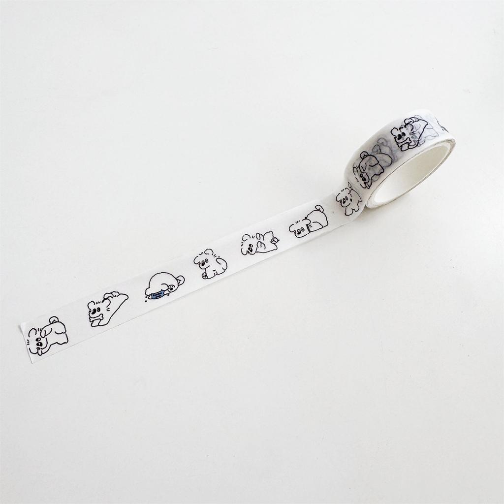 5m Roll Minimalist Animal Washi Tape Korean Aesthetic Hand Drawn Dog Cat Decorative Adhesive Tape for Journaling Supplies