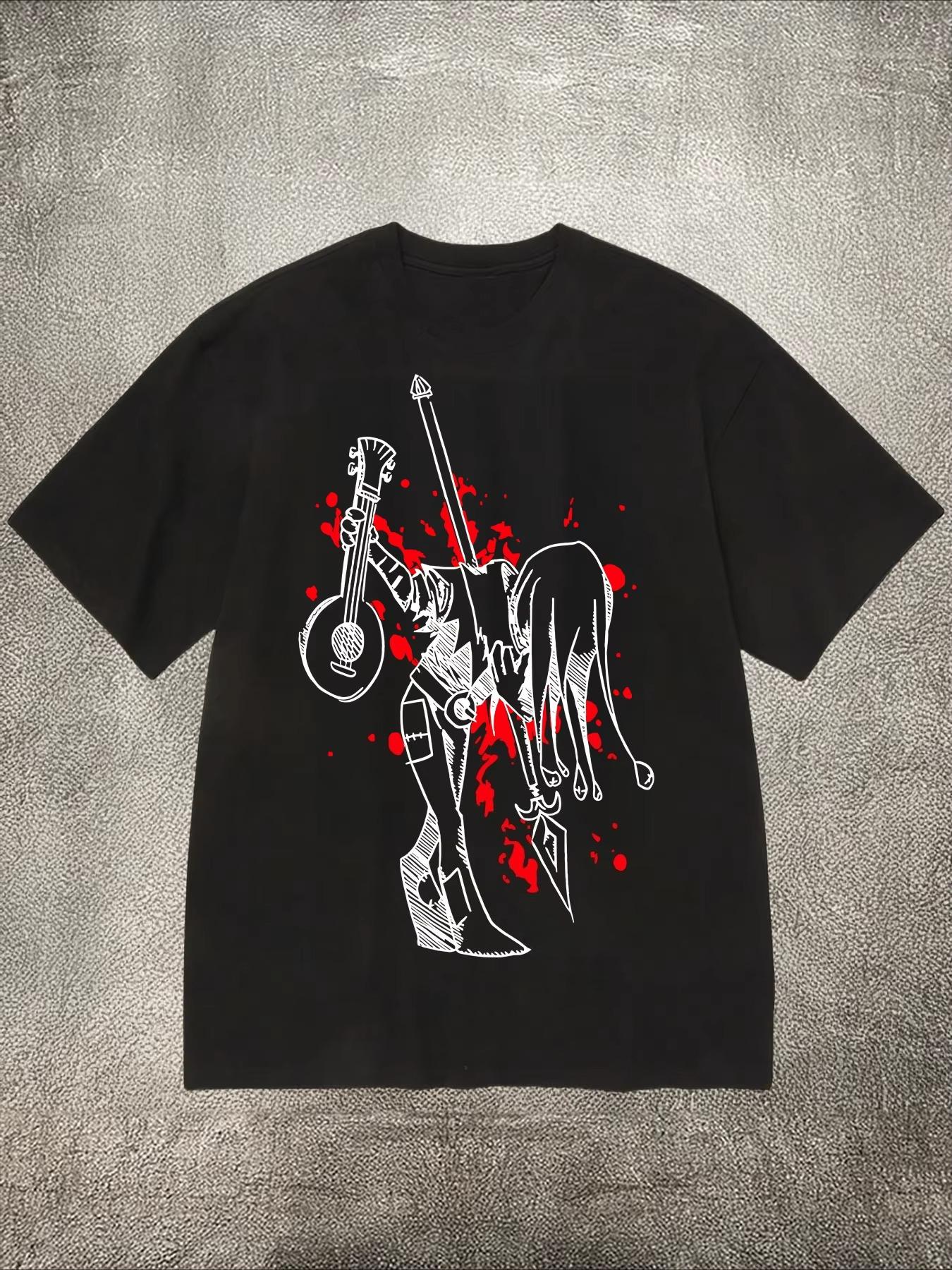 

Men s women s T-Shirt fashion pure Cotton Short Sleeve with Dark-Style Instrument - Figure Print Autumn and winter innerwear 4XL