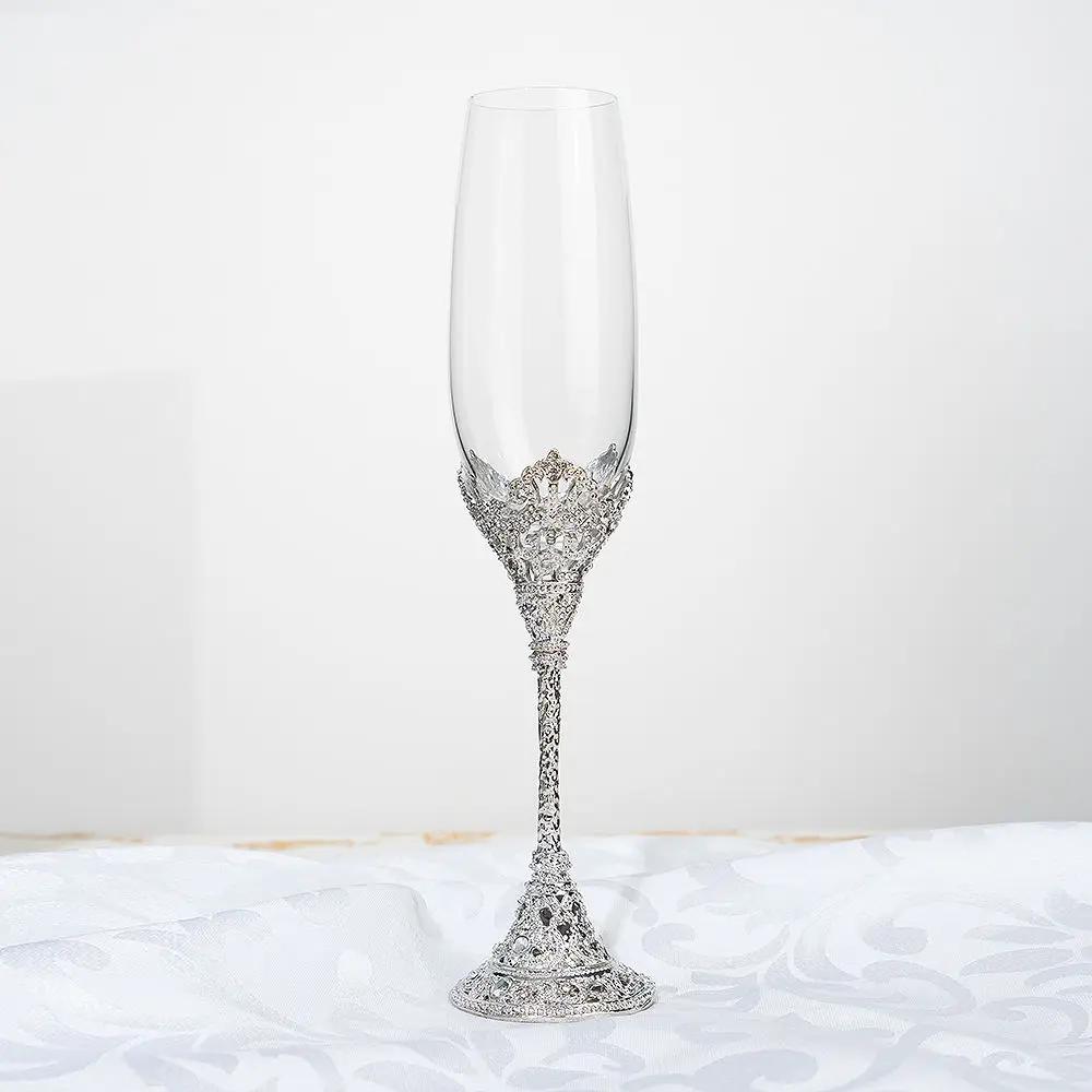 Original Flute-shaped Embossed Crown Champagne Glass, Golden Light Luxury Sparkling Wine Cup Ceremonial Sweet Cocktail Glasses