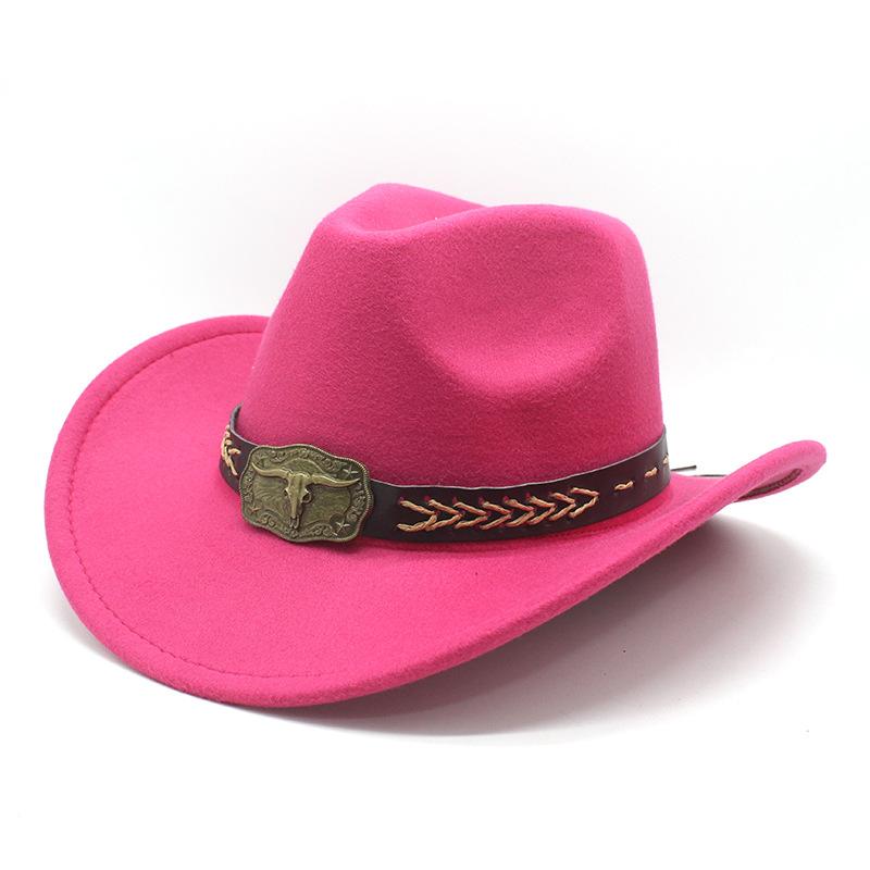 Ethnic Tibetan Style Western Cowboy Hat Top Hat Men'S And Women'S Felt Hat Rolled-Brim Jazz Hat Hat Tide
