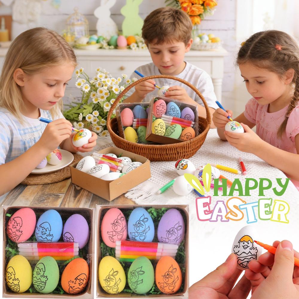 Easter Egg Decorating Kit for Kids DIY Hand Painted Cartoon Bunny Eggs Creative Home Easter Crafts Gift Set