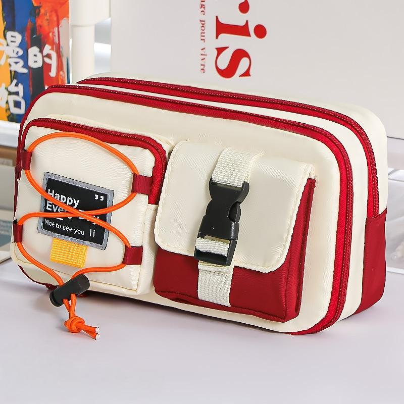 1pcs Workwear Design Student Pen Case Pen Bag Large Capacity Fabric Multi-Compartment Design Pencil Box Stationery