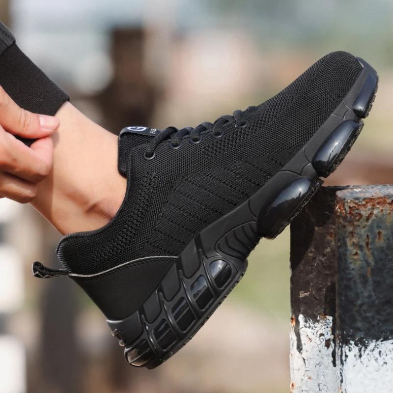 Steel Toe Protective Men's Safety Shoes Breathable Puncture Resistant Reinforced Sole Men's Work Shoes Men's Fashion Sneaker