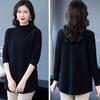 Women's Loose Mid-length Sweater Autumn Winter Thickened crew neck Solid Color Sweater with Pockets