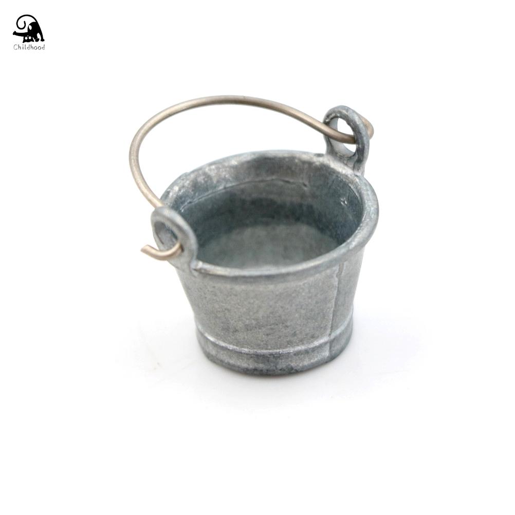 1:12 Scale Mini Cute Metal Buckets Decoration Miniature Toy Doll Food Kitchen Living Room Accessories For Dollhouse