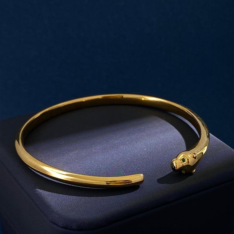 European and American Style Leopard Head Open Bracelet - Trendy and Fashionable Cheetah Jewelry