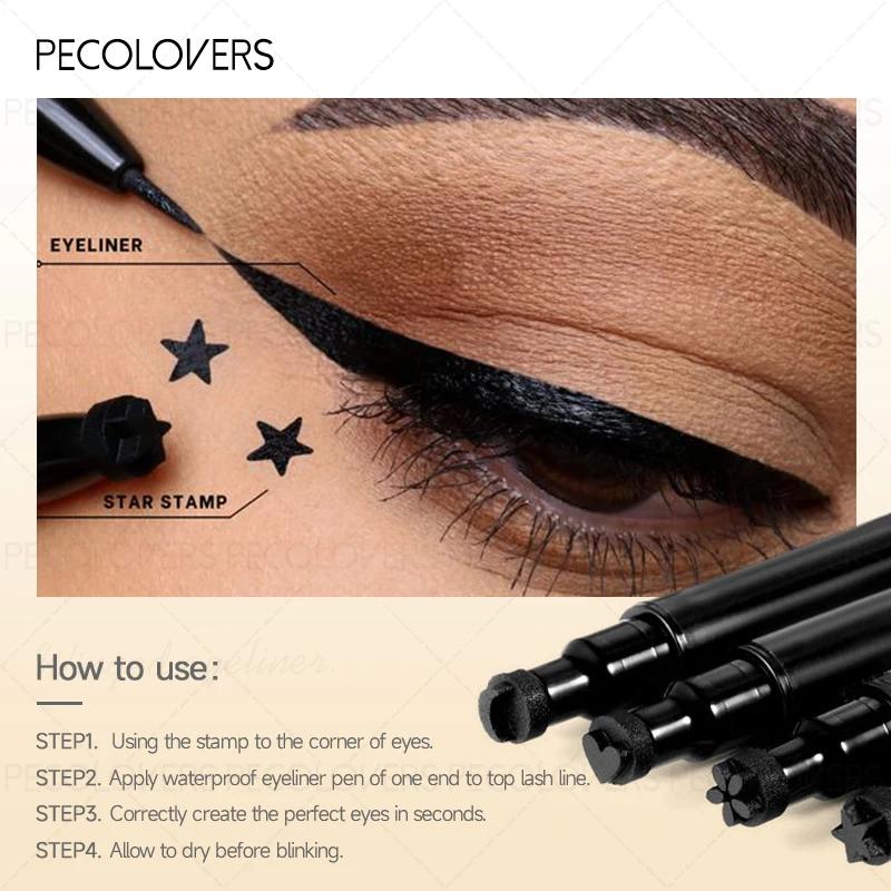 1PC Smooth Double-ended Eyeliner - Includes Star/heart/moon Pattern, Waterproof, Beginner Friendly, Valentine's Day Gift