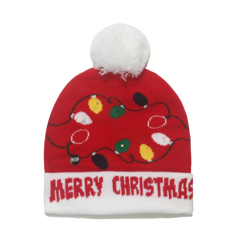 2025 autumn and winter new knitted hat Christmas holiday party LED light Christmas hat
