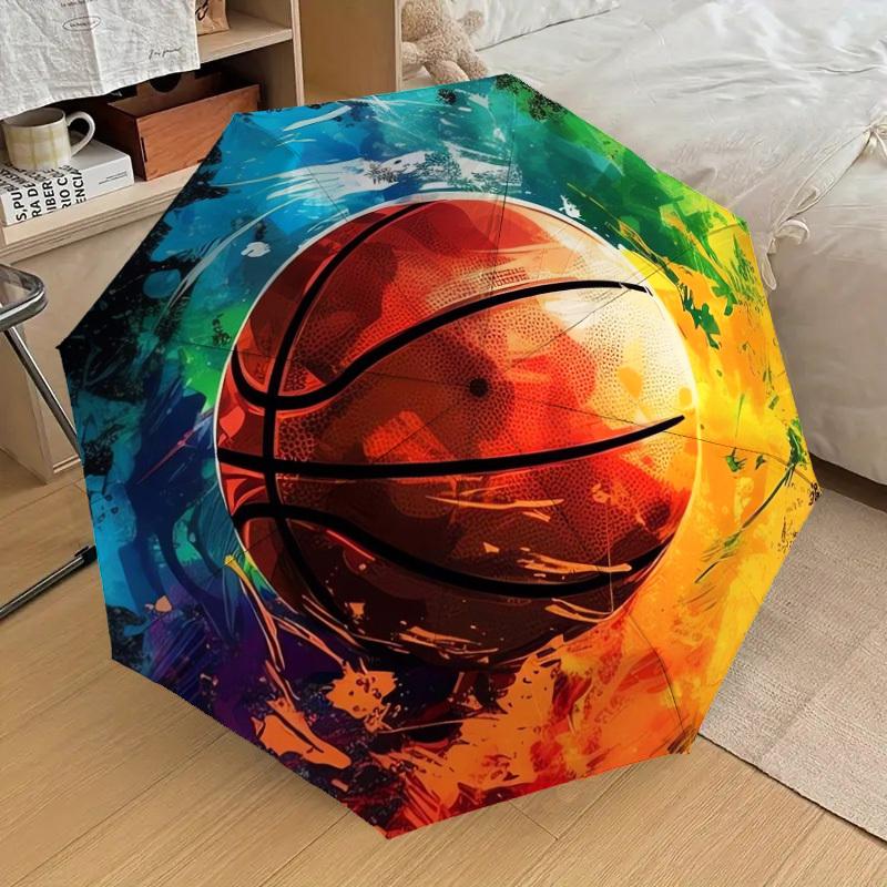 1pc Colorful Basketball Artwork Umbrella with Plastic Handle,Suitable for All Seasons Home Travel Outdoor UmbrellaDD265