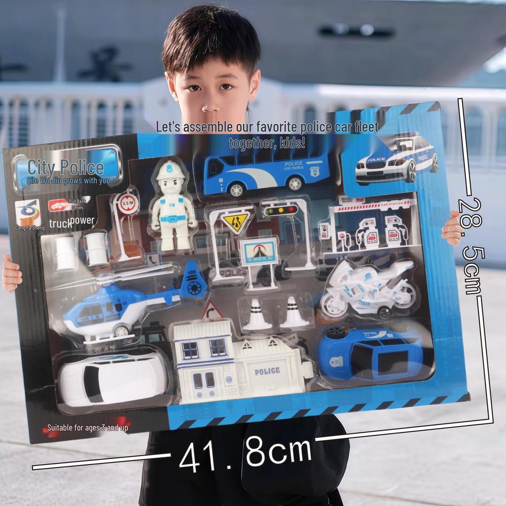Free Shipping Pull-Back Construction & Firefighting Vehicle Toy Set for Boys - Ideal Gifts for Kindergarten Students